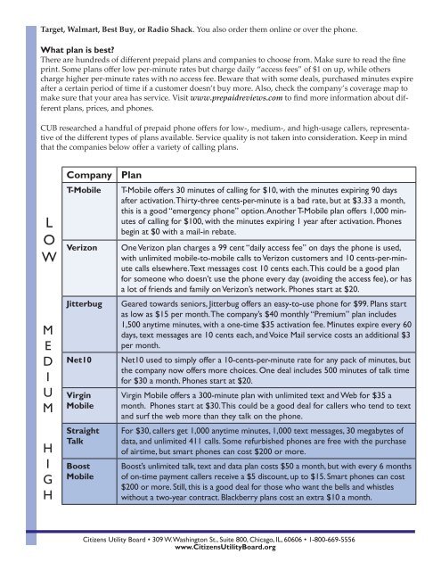 The Facts About Prepaid Cell Phones - Citizens Utility Board