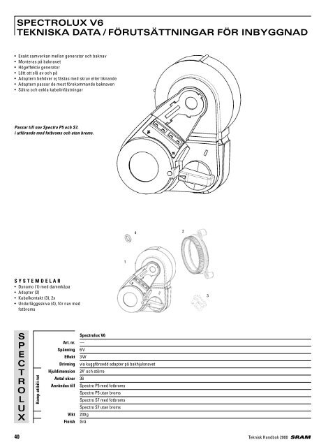 svensk teknisk handbok 2000 för återförsäljare växelnavsystem - Sram