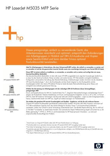 Datenblatt HP Laserjet M5035XS MFP - 1a-gebrauchte-Drucker.de