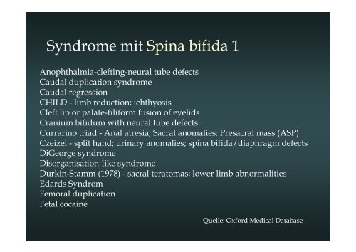 Klinische Syndrome mit Dysraphien - ASbH