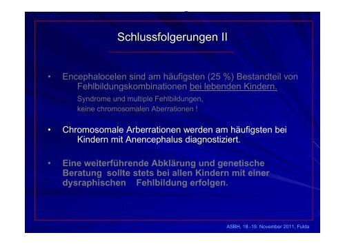 Klinische Syndrome mit Dysraphien - ASbH