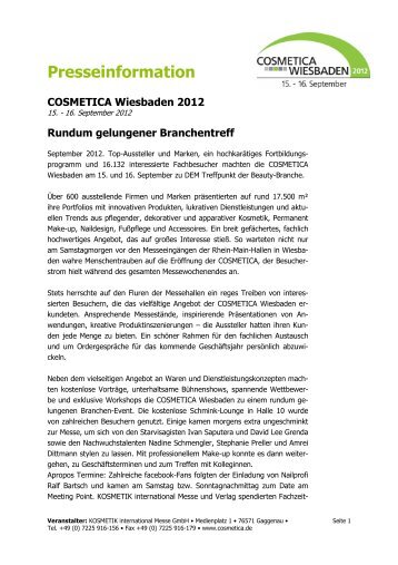 COSMETICA Wiesbaden 2012 - KOSMETIK international