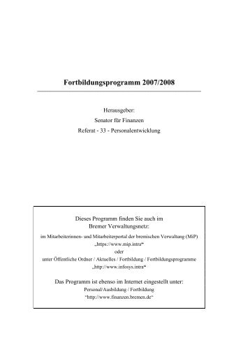 Fortbildungsprogramm 2007/2008 - Verwaltungsschule Bremen