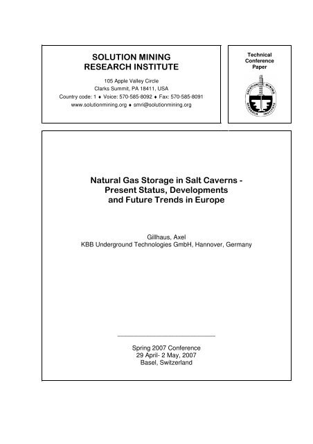 Natural gas storage in salt caverns present trends in Europe