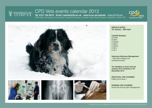 2013 Small Animal CPD Calendar - University of Liverpool