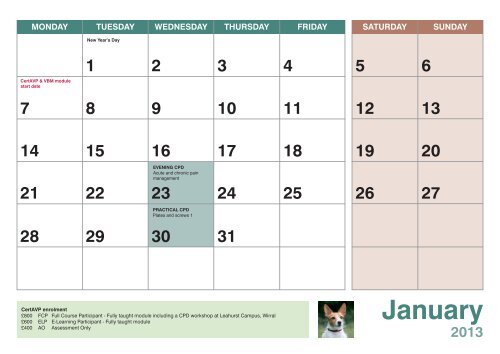 2013 Small Animal CPD Calendar - University of Liverpool