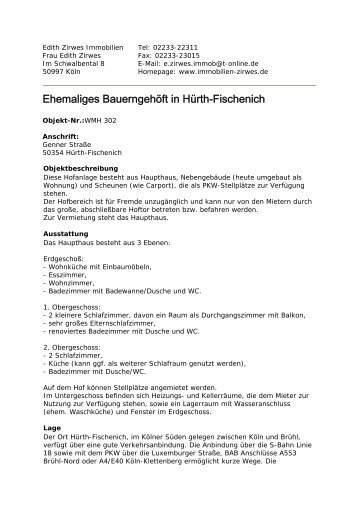 Ehemaliges Bauerngehöft in Hürth-Fischenich - Immobilien Zirwes