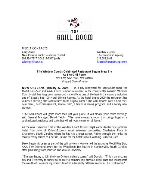 Grill Room Press Release 22jan2009 Orient Express