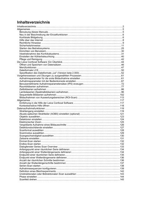 True Confocal Scanner Leica TCS SP2 Benutzerhandbuch