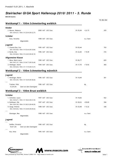 Steirischer GIGA Sport Hallencup 2010/2011 - 3 ... - MSECM Austria