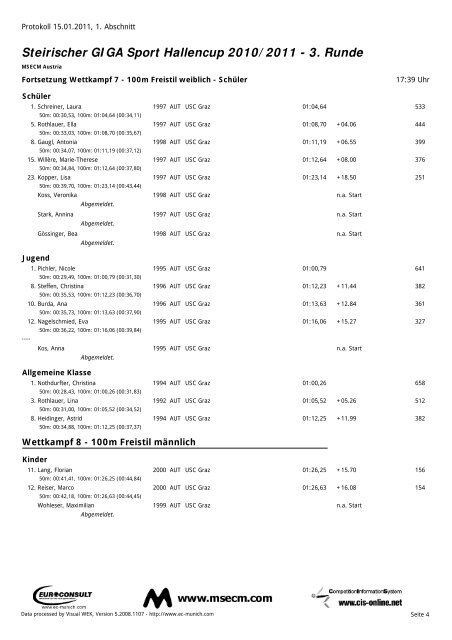 Steirischer GIGA Sport Hallencup 2010/2011 - 3 ... - MSECM Austria