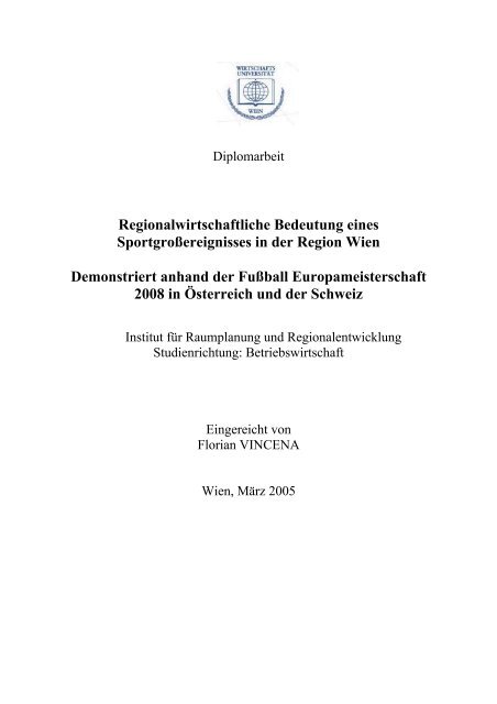 Regionalwirtschaftliche Bedeutung eines ... - Josef Wanas