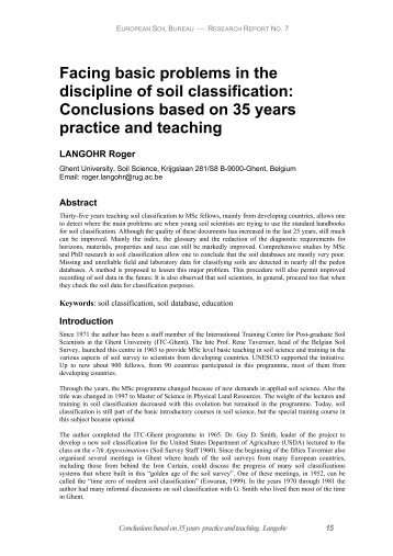 Facing basic problems in the discipline of soil classification
