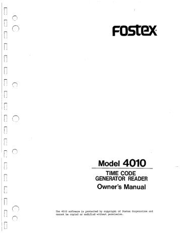 Fostex 4010 Owner's Manual on fostexinternational.com