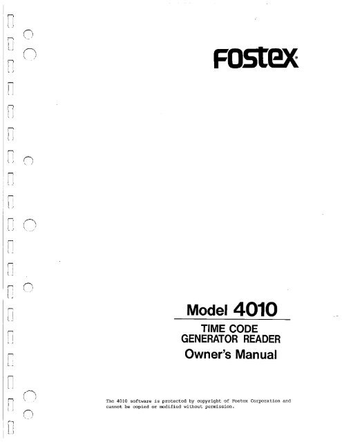 Fostex 4010 Owner's Manual on fostexinternational.com