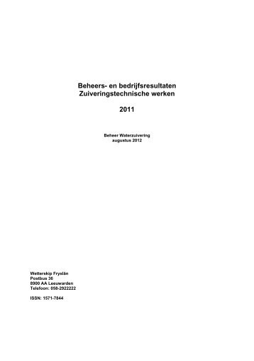 Beheers- en bedrijfsresultaten Zuiveringstechnische werken 2011
