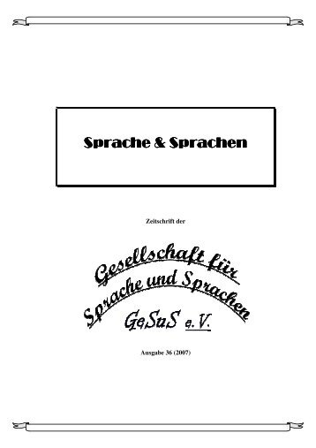 Sprache & Sprachen Sprache & Sprachen - GeSuS eV