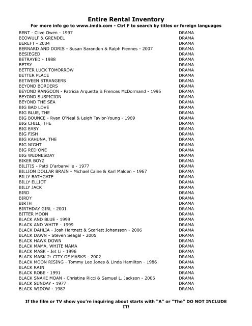 Entire Rental Inventory Feb 2 - Videoflicks