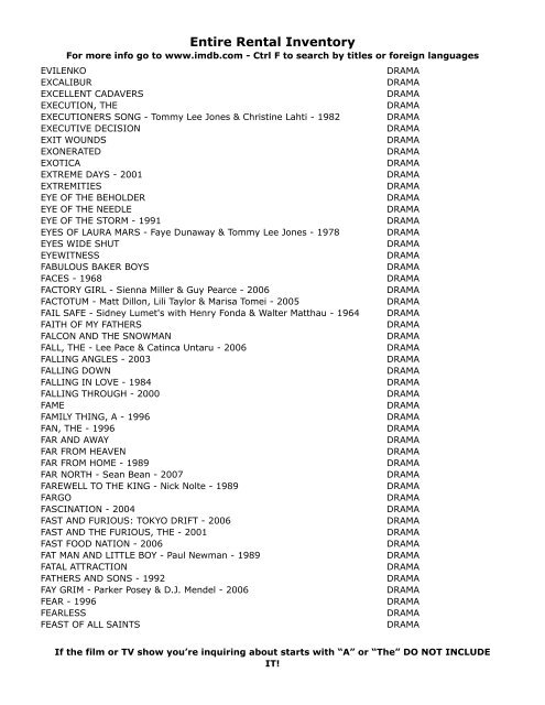 Entire Rental Inventory Feb 2 - Videoflicks