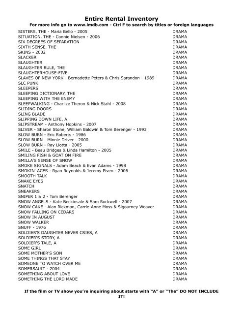 Entire Rental Inventory Feb 2 - Videoflicks