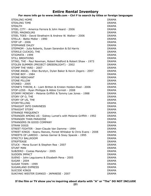 Entire Rental Inventory Feb 2 - Videoflicks