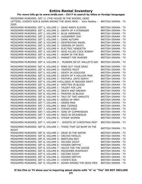 Entire Rental Inventory Feb 2 - Videoflicks