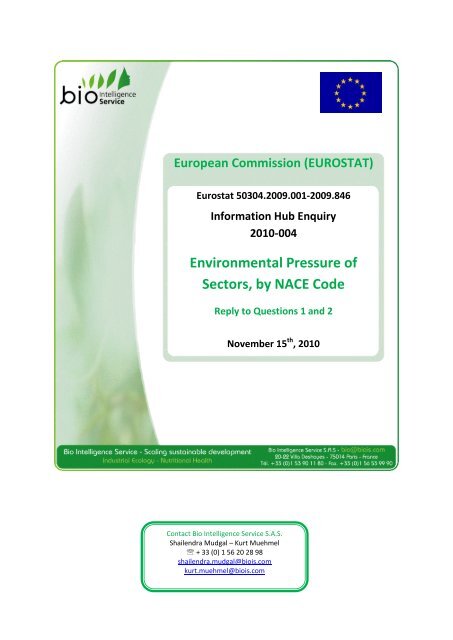 Environmental Pressure of Sectors, by NACE Code - Sustainable ...