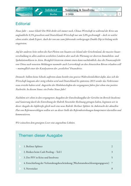 Themen dieser Ausgabe Editorial - Schultze & Braun GmbH