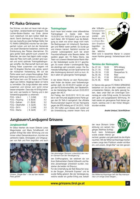 Der Grinziger Ausgabe 21 (7,24 MB) - Gemeinde Grinzens - Land Tirol