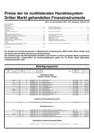 Preise der im multilateralen Handelssystem Dritter Markt ...