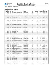 Quiz List—Reading Practice - Tift County Schools