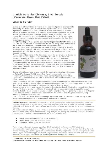 Clarkia Parasite Cleanse 2 Oz Bottle Dr Clark
