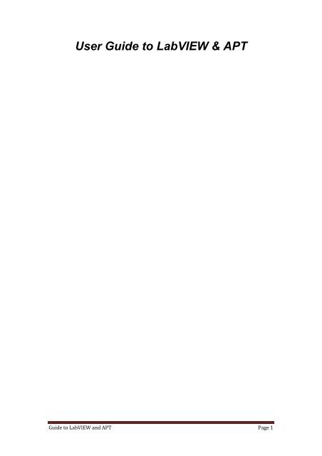 User Guide to LabVIEW & APT - Thorlabs