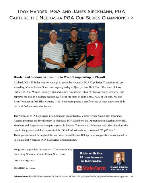 Newsletter Contents - Nebraska PGA