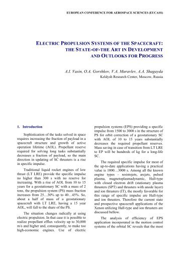 electric propulsion systems of the spacecraft - Onera