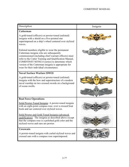 UNIFORM REGULATIONS - U.S. Coast Guard