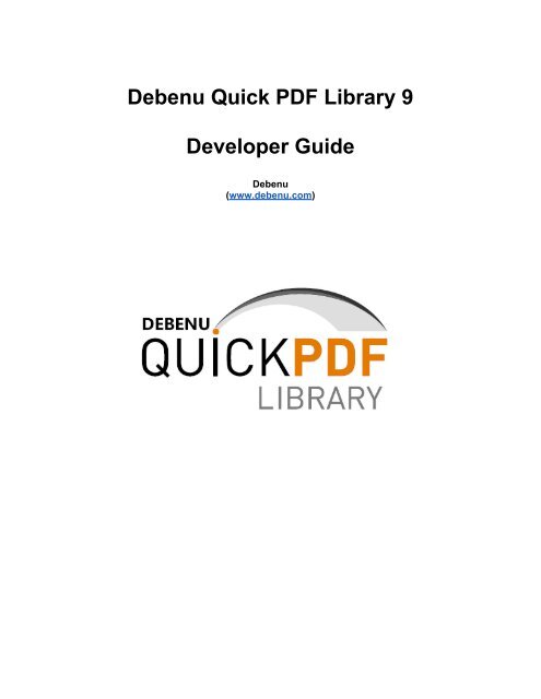 Debenu Quick Pdf Library 9 Developer Guide