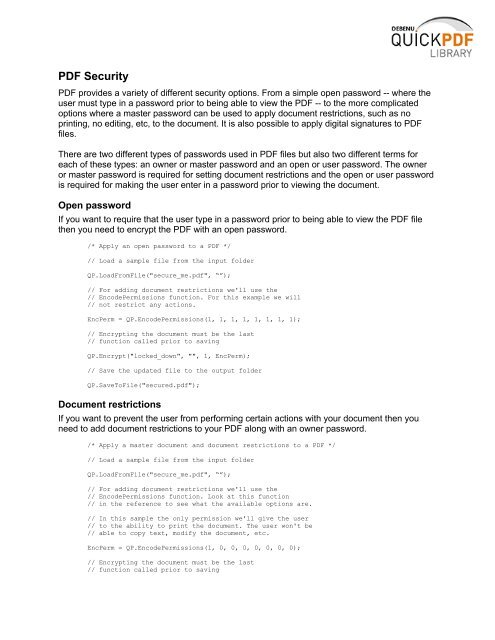 Debenu Quick PDF Library 9 Developer Guide