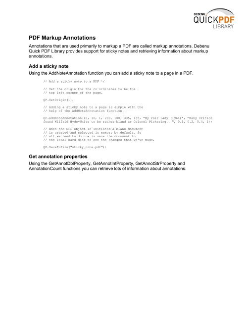 Debenu Quick PDF Library 9 Developer Guide