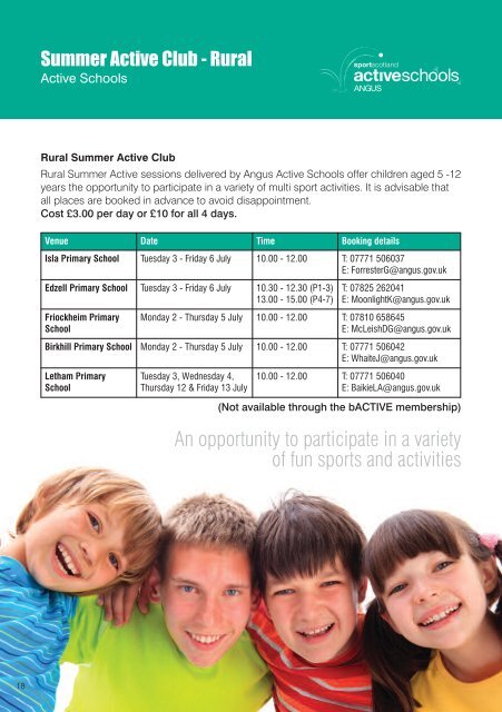 Active Angus 2012 - Summer Sports and Activities ... - Angus Council