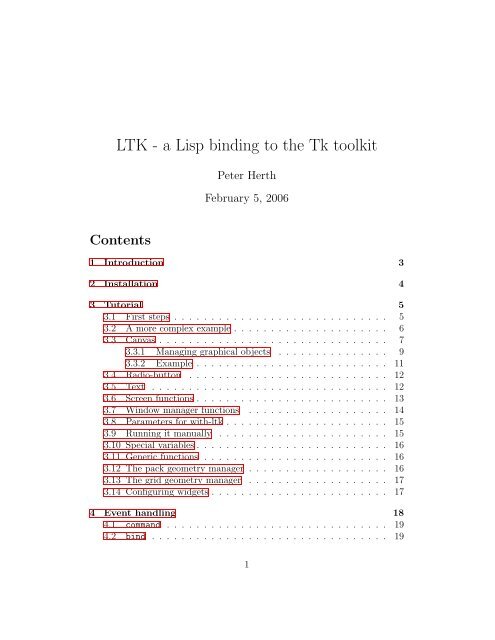 LTK - a Lisp binding to the Tk toolkit - Peter Herth