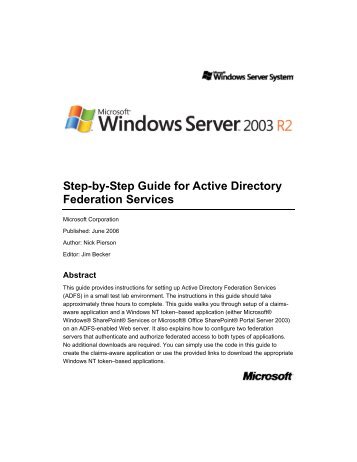 Step-by-Step Guide for Active Directory Federation Services