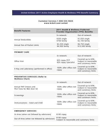 United Airlines 2011 Active Employee Health & Wellness PPO ...
