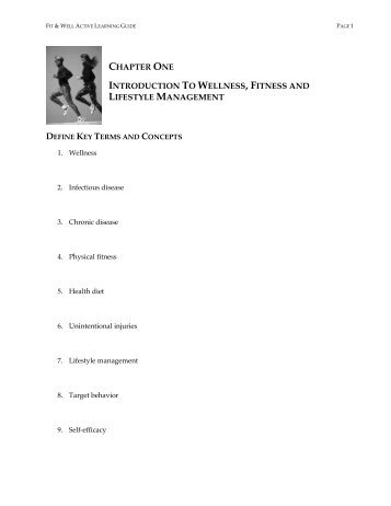 chapter one introduction to wellness, fitness and lifestyle management