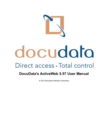 DocuData's ActiveWeb 5.57 User Manual - DocuDataSoft