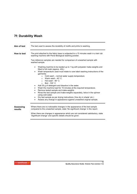 6a Garment Specification Form - The Warehouse