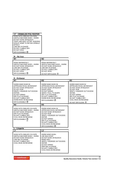 6a Garment Specification Form - The Warehouse