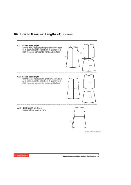 6a Garment Specification Form - The Warehouse