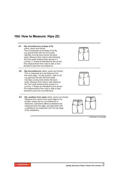 6a Garment Specification Form - The Warehouse