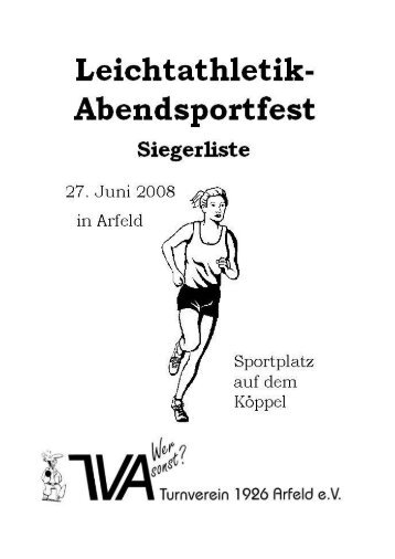 Siegerliste Abendsportfest 2008 - TV 1926 Arfeld